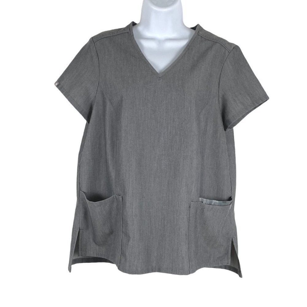 Figs Gaya Camo Limited Edition Scrub Top Gray Short Sleeve Women's Small